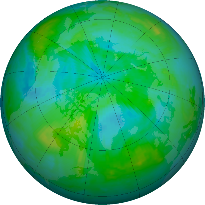 Arctic ozone map for 12 August 1997